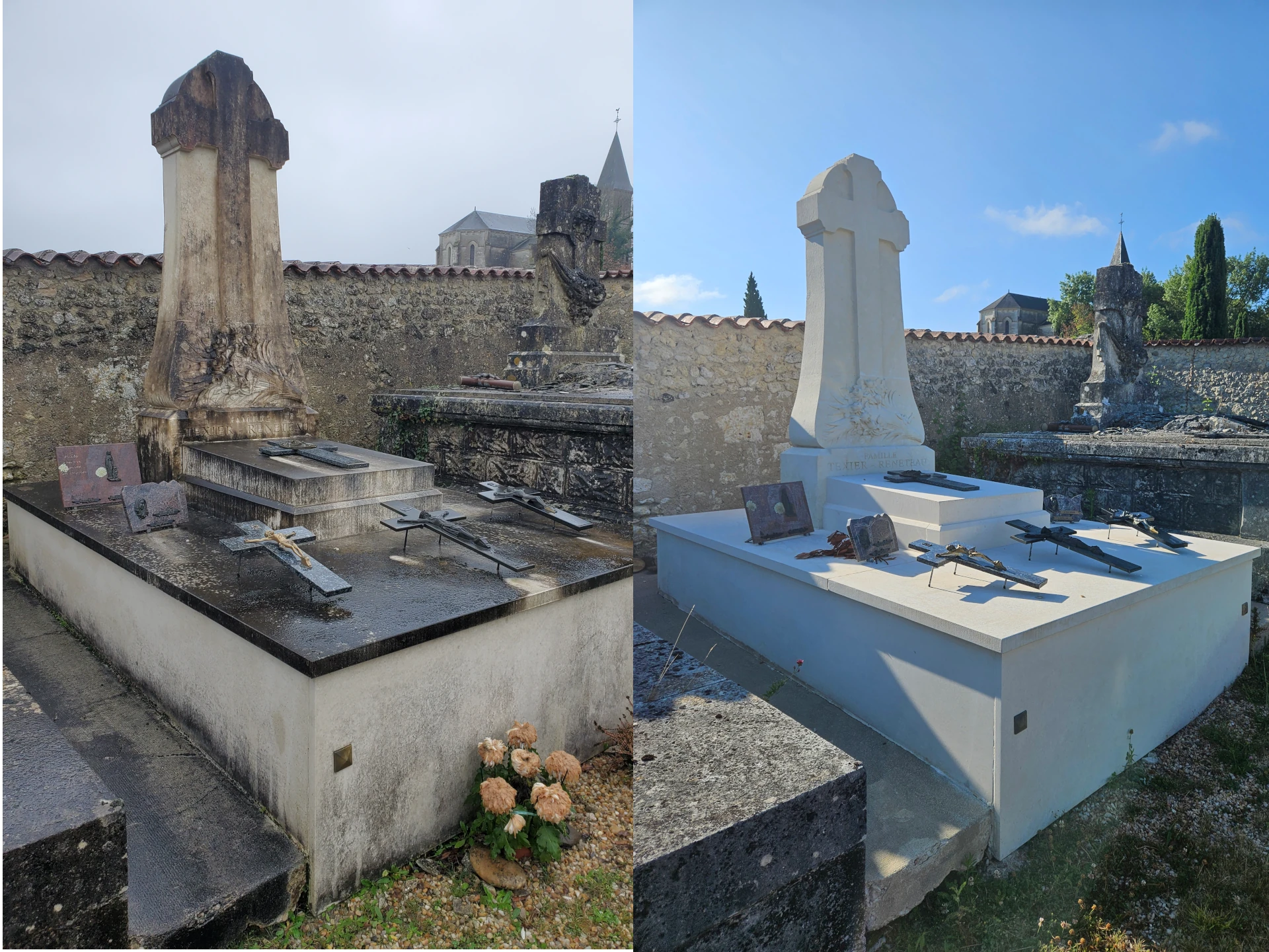 Nettoyage de tombe par notre entreprise.